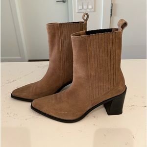 Worn Twice, ZARA Split Suede Heeled Cowboy Ankle Boots, Size 8 (39)